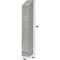 Lockers, 6 -tier, 12" x 18" x 86", Steel, Grey, Knocked Down Cantin et fils