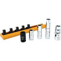 Chrome Finish Socket Set with Rail, 5 Pieces, 1/4" Drive Size Cantin et fils