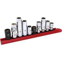 Chrome Finish Socket Set with Rail, 10 Pieces, 1/4"/3/8" Drive Size Cantin et fils