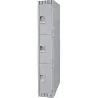 Lockers, 3 -tier, 12" x 18" x 72", Steel, Grey, Knocked Down Cantin et fils