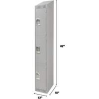 Lockers, 3 -tier, 12" x 18" x 82", Steel, Grey, Knocked Down Cantin et fils