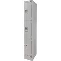 Lockers, 3 -tier, 12" x 18" x 76", Steel, Grey, Knocked Down Cantin et fils