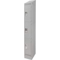 Lockers, 3 -tier, 12" x 18" x 86", Steel, Grey, Knocked Down Cantin et fils
