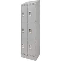 Casiers, 3 niveaux, Bloc de 2, 24" x 18" x 86", Acier, Gris, D&eacute;mont&eacute; Cantin et fils