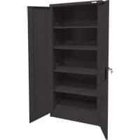 Armoire d'entreposage, Acier, 4 Tablettes, 66" h x 30" la x 15" P, Noir Cantin et fils