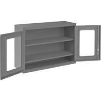 Armoire de rangement murale avec portes transparentes, 26-15/16" h x 35-7/8" la x 13-11/16" p, 2 tablettes, Acier, Gris Cantin et fils