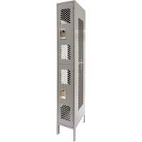 Vented Lockers, 2 -tier, 12" x 18" x 78", Steel, Grey, Knocked Down, Perforated Cantin et fils