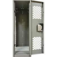 Casiers ventil&eacute;s, 2 niveaux, Bloc de 3, 36" x 18" x 88", Acier, Gris, D&eacute;mont&eacute;, Perfor&eacute; Cantin et fils