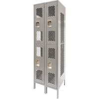 Casiers ventil&eacute;s, 2 niveaux, Bloc de 2, 24" x 18" x 78", Acier, Gris, D&eacute;mont&eacute;, Perfor&eacute; Cantin et fils
