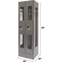 Casiers ventil&eacute;s, Bloc de 2, 24" x 18" x 78", Acier, Gris, D&eacute;mont&eacute;, Perfor&eacute; Cantin et fils