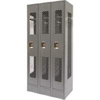 Casiers ventil&eacute;s, Bloc de 3, 36" x 18" x 78", Acier, Gris, D&eacute;mont&eacute;, Perfor&eacute; Cantin et fils