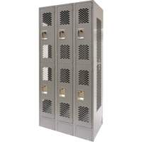 Casiers ventil&eacute;s, 2 niveaux, Bloc de 3, 36" x 18" x 78", Acier, Gris, D&eacute;mont&eacute;, Perfor&eacute; Cantin et fils