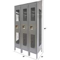 Casiers ventil&eacute;s, Bloc de 3, 36" x 18" x 88", Acier, Gris, D&eacute;mont&eacute;, Perfor&eacute; Cantin et fils