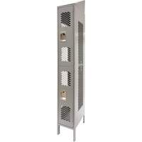Casiers ventil&eacute;s, 2 niveaux, 12" x 18" x 88", Acier, Gris, D&eacute;mont&eacute;, Perfor&eacute; Cantin et fils