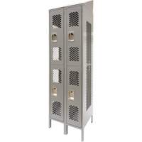 Casiers ventil&eacute;s, 2 niveaux, Bloc de 2, 24" x 18" x 88", Acier, Gris, D&eacute;mont&eacute;, Perfor&eacute; Cantin et fils