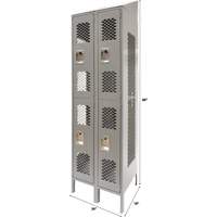 Casiers ventil&eacute;s, 2 niveaux, Bloc de 2, 24" x 18" x 88", Acier, Gris, D&eacute;mont&eacute;, Perfor&eacute; Cantin et fils