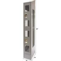 Casiers ventil&eacute;s, 2 niveaux, 12" x 18" x 88", Acier, Gris, D&eacute;mont&eacute;, Perfor&eacute; Cantin et fils