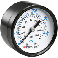Dry Pressure Gauge, 1-1/2" , 0 - 160 psi, Back Mount, Analogue Cantin et fils