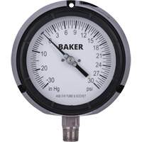 Pressure Gauge, 4-1/2" , 30"-0-30 psi, Bottom Mount, Liquid Filled Analogue Cantin et fils