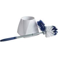 Brosse &agrave; cuvettes avec lave-rebord et valet, 15" l, Soies Synth&eacute;tique, Blanc Cantin et fils