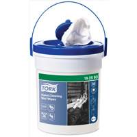 Lingettes humides nettoyantes pour les mains en seau, 58 lingettes, 10-3/5" x 10-3/5" Cantin et fils