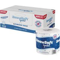 Papier hygi&eacute;nique de premi&egrave;re qualit&eacute; Snow Soft, 2 Pli, 600 Feuilles/Rouleu, Longueur 145', Blanc Cantin et fils