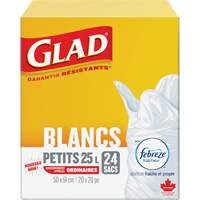 Petits sacs &agrave; ordures 25 L avec Febreze, R&eacute;gulier, 20" la x 20" lo, Blanc Cantin et fils