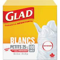 Petits sacs &agrave; ordures 25 L sans parfum, R&eacute;gulier, 20" la x 20" lo, Blanc Cantin et fils