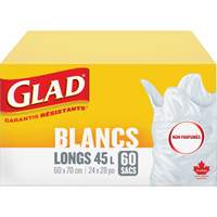 Tall 45L Unscented Garbage Bags, Regular, 24" W x 28" L, White Cantin et fils