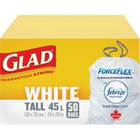 Tall 45L Febreze Garbage Bags, Regular, 24" W x 28" L, White Cantin et fils