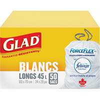 Tall 45L Febreze Garbage Bags, Regular, 24" W x 28" L, White Cantin et fils