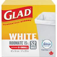 X-Small 15L Roommate Febreze Garbage Bags, Regular, 17" W x 20" L, White Cantin et fils
