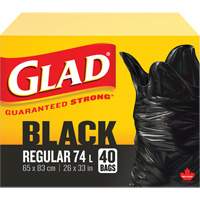 74L Garbage Bags, Regular, 26" W x 33" L, Black Cantin et fils