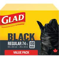 74L Garbage Bags, Regular, 26" W x 33" L, Black Cantin et fils