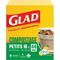 Petits sacs de compostage, R&eacute;gulier, 17" lo x 16" la, Brun, Capacit&eacute; de 10 L (3 gal.) Cantin et fils