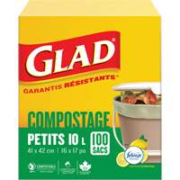 Petits sacs de compostage, R&eacute;gulier, 17" lo x 16" la, Brun, Capacit&eacute; de 10 L (3 gal.) Cantin et fils
