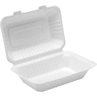 Compostable Hinged Food Containers, Bagasse, Rectangular Cantin et fils