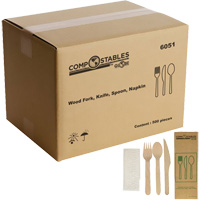Wood Cutlery Set in Paper Bag Cantin et fils