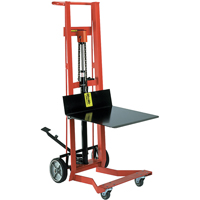 Gerbeur hydraulique &agrave; plateforme, M&eacute;canisme Pompe au pied, Capacit&eacute; de 750 lb, Levage max de 54" Cantin et fils