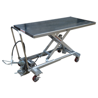 Table &eacute;l&eacute;vatrice &agrave; ciseaux hydraulique pneumatique, Acier inoxydable, 63" lo x 31-1/2" la, Cap. 1000 lb Cantin et fils