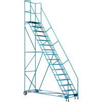 CSA-Certified Rolling Step Ladder with Locking Step, 16 Steps, 30" Step Width, 144" Platform Height, Steel Cantin et fils