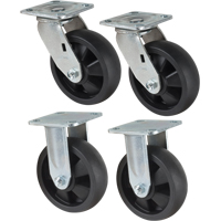 Jeu de roulettes, Fixe/Pivotant, 6" (152,4 mm), Nylon, 2400 lb (1089 kg) Cantin et fils