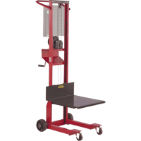 Empileur &agrave; plateforme, M&eacute;canisme Treuil manuel, Capacit&eacute; de 500 lb, Levage max de 54" Cantin et fils