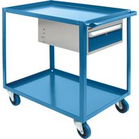 Chariots &agrave; tablettes avec tiroir, 1200 lb Capacit&eacute;, Acier, 24" x la, 36" x ha, 39" p, Roues en Caoutchouc, Enti&egrave;rement soud&eacute;, 1 tirroirs Cantin et fils