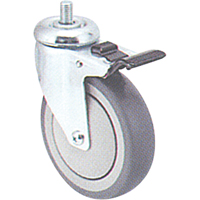 Zinc Plated Caster, Swivel with Brake, 4" (102 mm) Dia., 200 lbs. (91 kg.) Capacity Cantin et fils