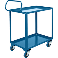 Chariot ergonomique &agrave; tablettes, 800 lb Capacit&eacute;, Acier, 26" la x 37" ha x 38" p, Bordure vers le haut Cantin et fils