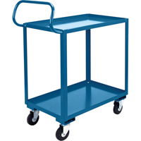 Chariot ergonomique &agrave; tablettes, 800 lb Capacit&eacute;, Acier, 26" la x 37" ha x 38" p, Bordure vers le haut Cantin et fils