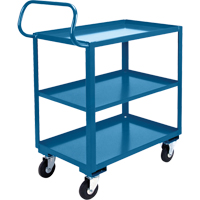 Chariot ergonomique &agrave; tablettes, 800 lb Capacit&eacute;, Acier, 26" la x 37" ha x 38" p, Bordure vers le haut Cantin et fils