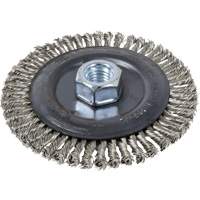 Brosse pour cordon de soudure, Dia. 4", Fils 0,022", Arbre 5/8"-11, Acier inoxydable Cantin et fils