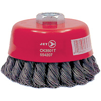 Brosse boisseau &agrave; fils nou&eacute;s torsad&eacute;s haute performance CK3501T, Dia. 3-1/2", Fils 0,02", Arbre 5/8"-11, Acier Cantin et fils